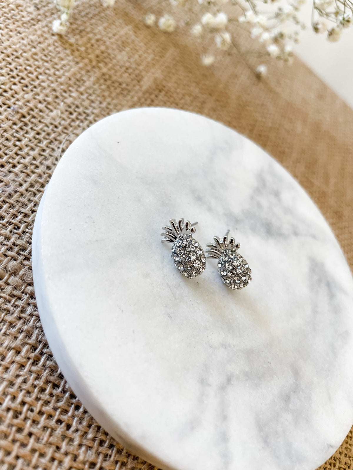 SILVER PINEAPPLE EARRINGS