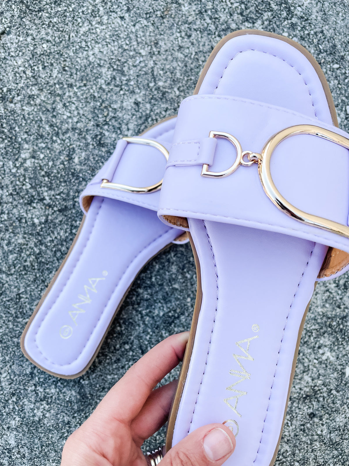 Purple Slide On Flat Sandal