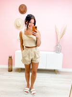 Set For Life Taupe Crop Top And Shorts