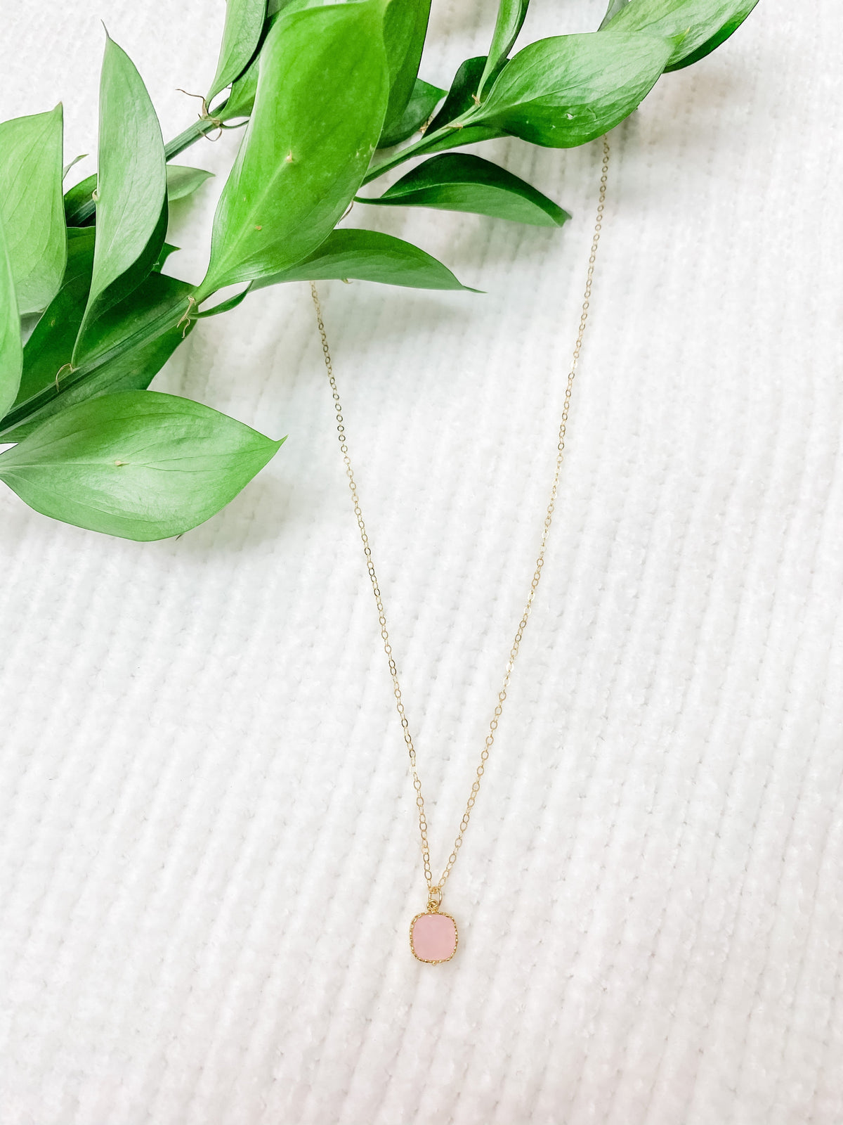 Pink Opal Gemstone Glass Necklace