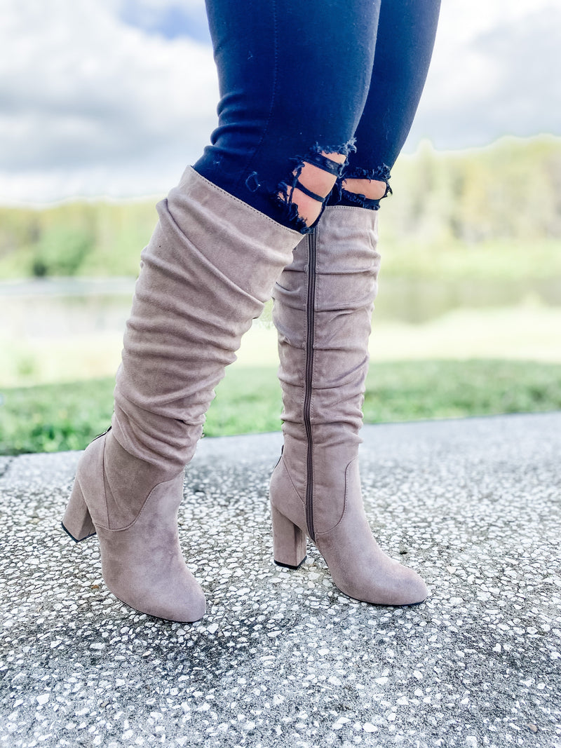 Taupe Knee High Boots