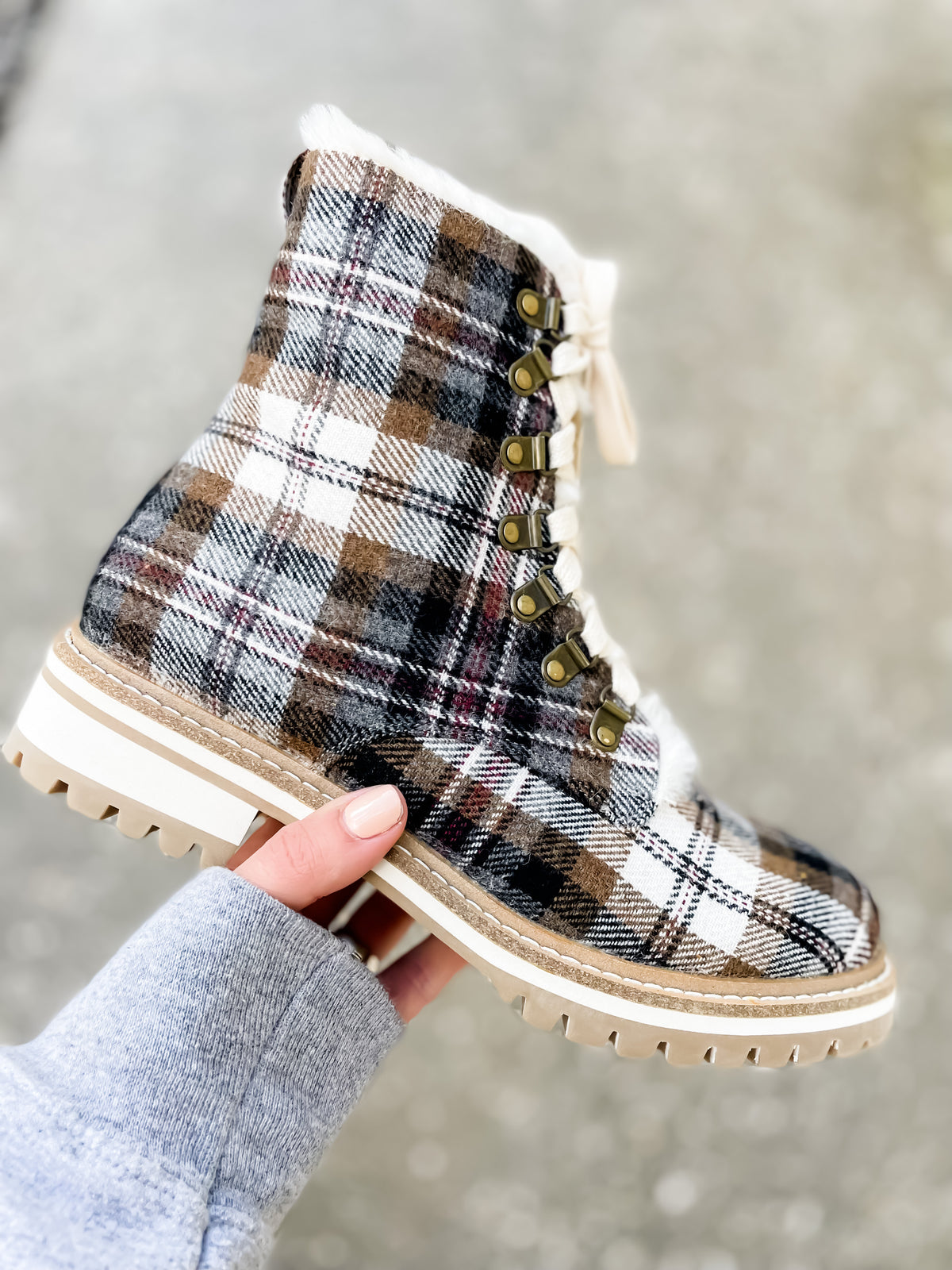 Khaki Plaid Boot