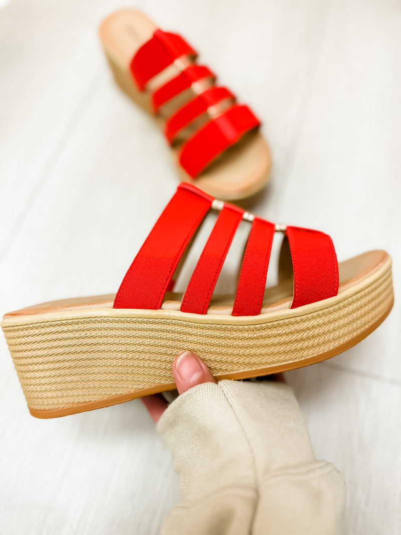 Red Strappy Wedge