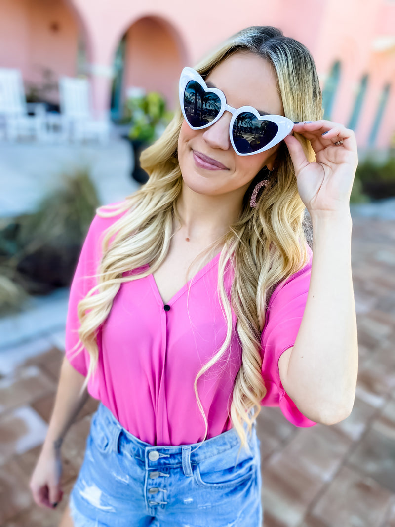 Classy But Sassy Pink Relaxed Fit Bodysuit