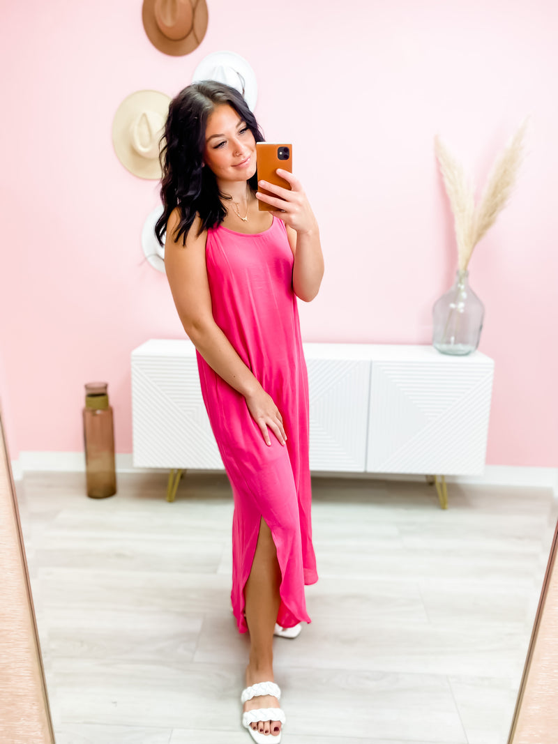 A Hot Minute Pink Cami Maxi Dress
