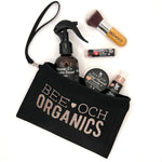 NEW! BEE-OCH Black Canvas Makeup Handbag with Champagne Shimmer and Removeable Lanyard