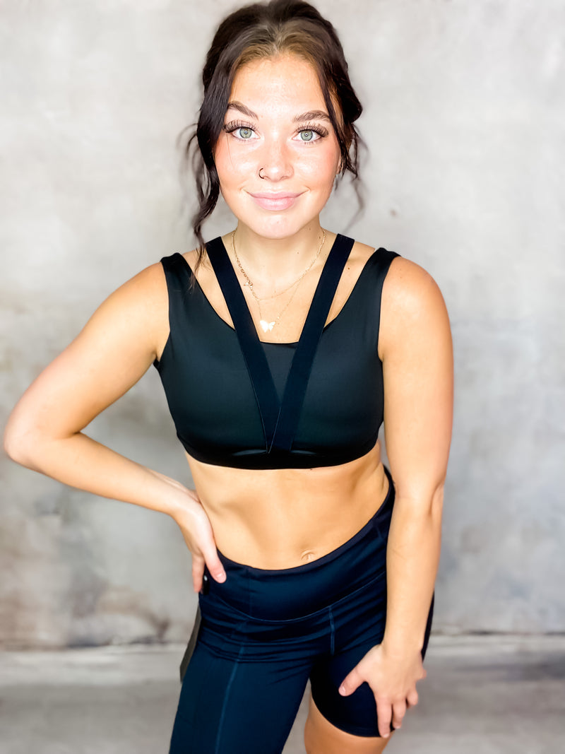 In The Heat Of The Moment Black Sports Bra