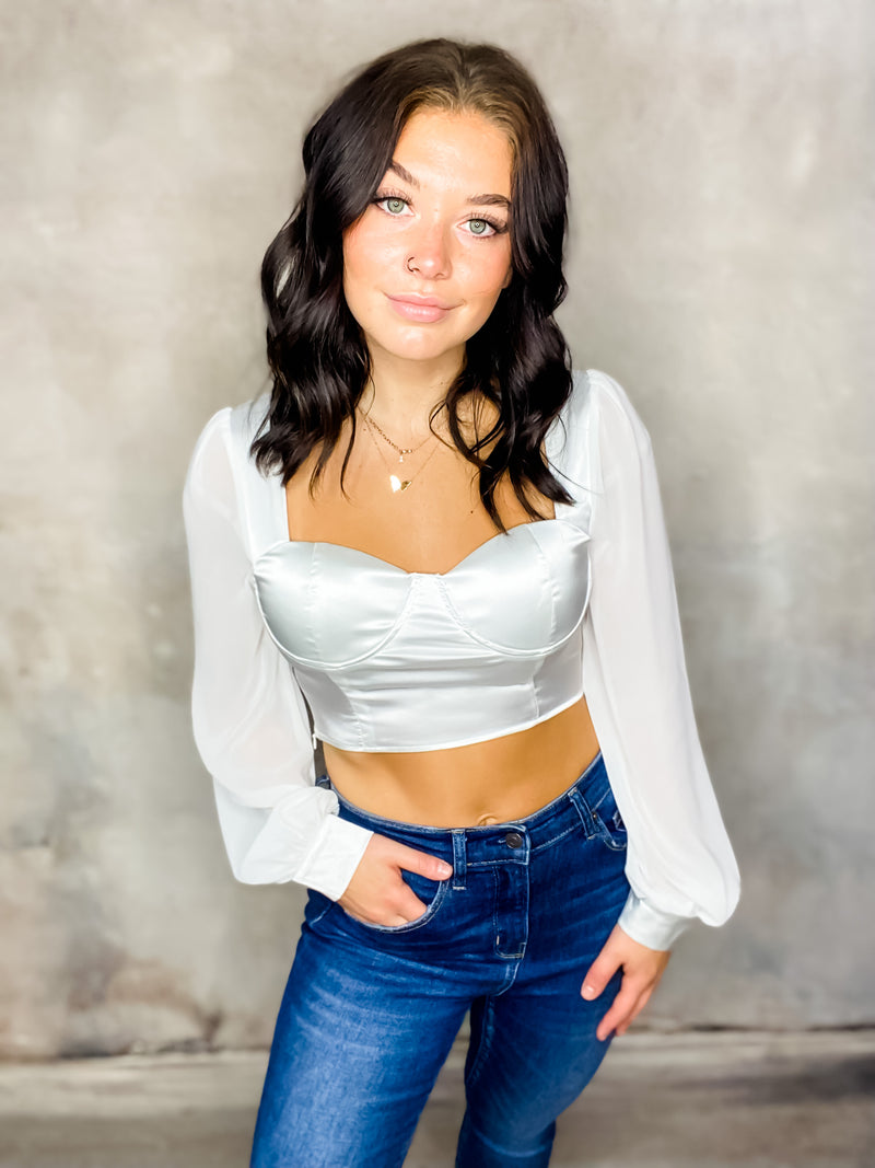 Step Out In Style White Satin Crop Top