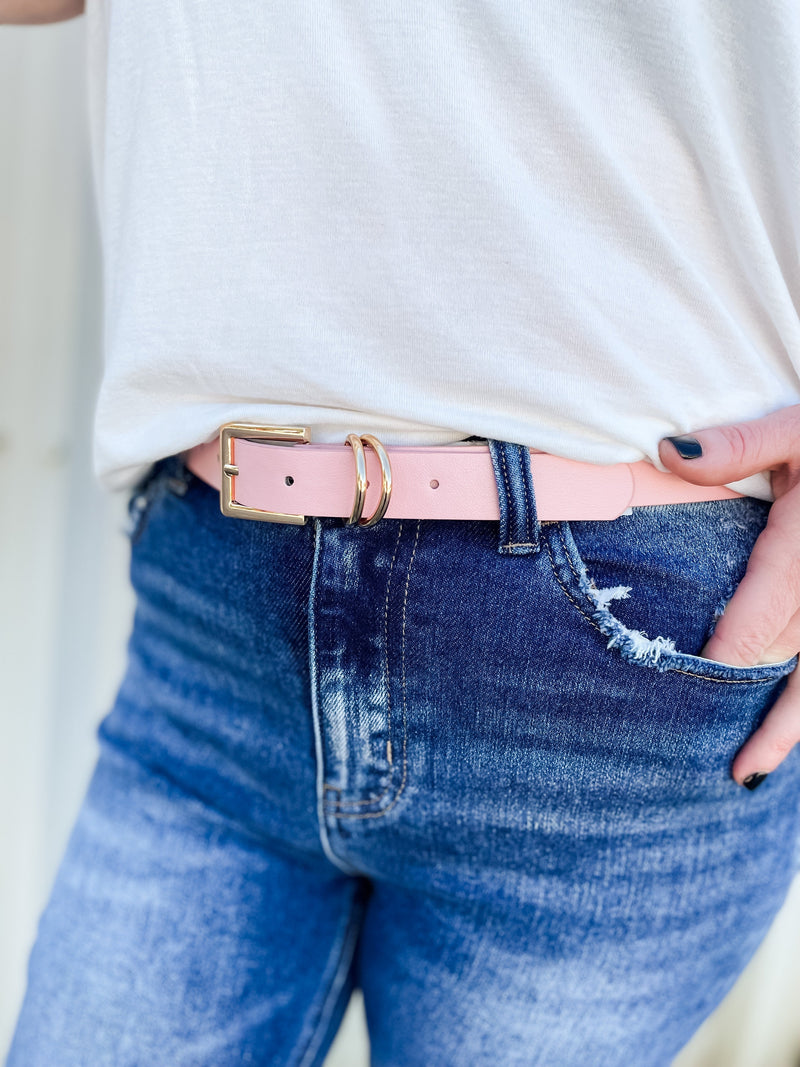 Dusty Pink Skinny Belt