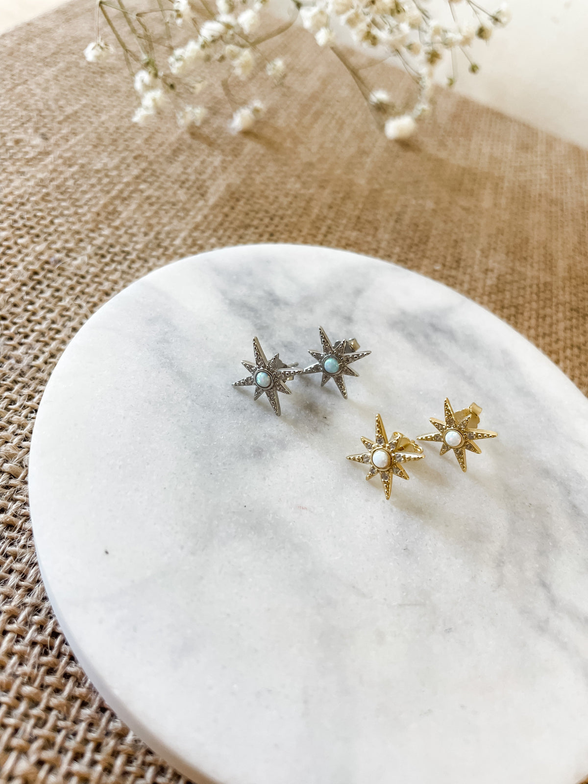 Hespera Dainty Opal Star Earrings