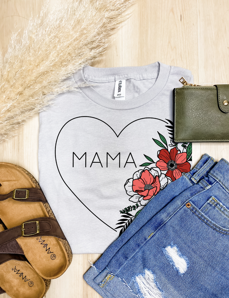 Floral Heart Mama Graphic Tee