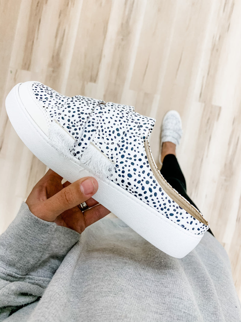 Black Polka Dotted Slip On Backless Sneakers