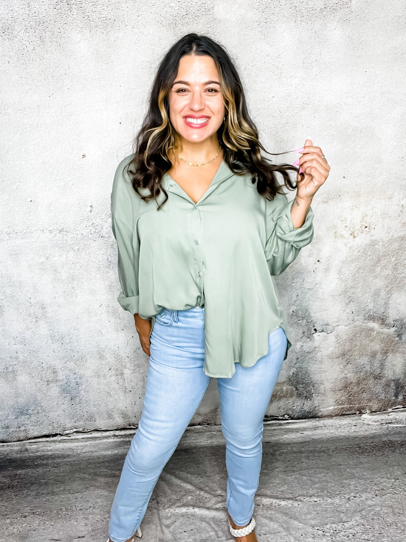 Forever Casual Olive Button Down Top