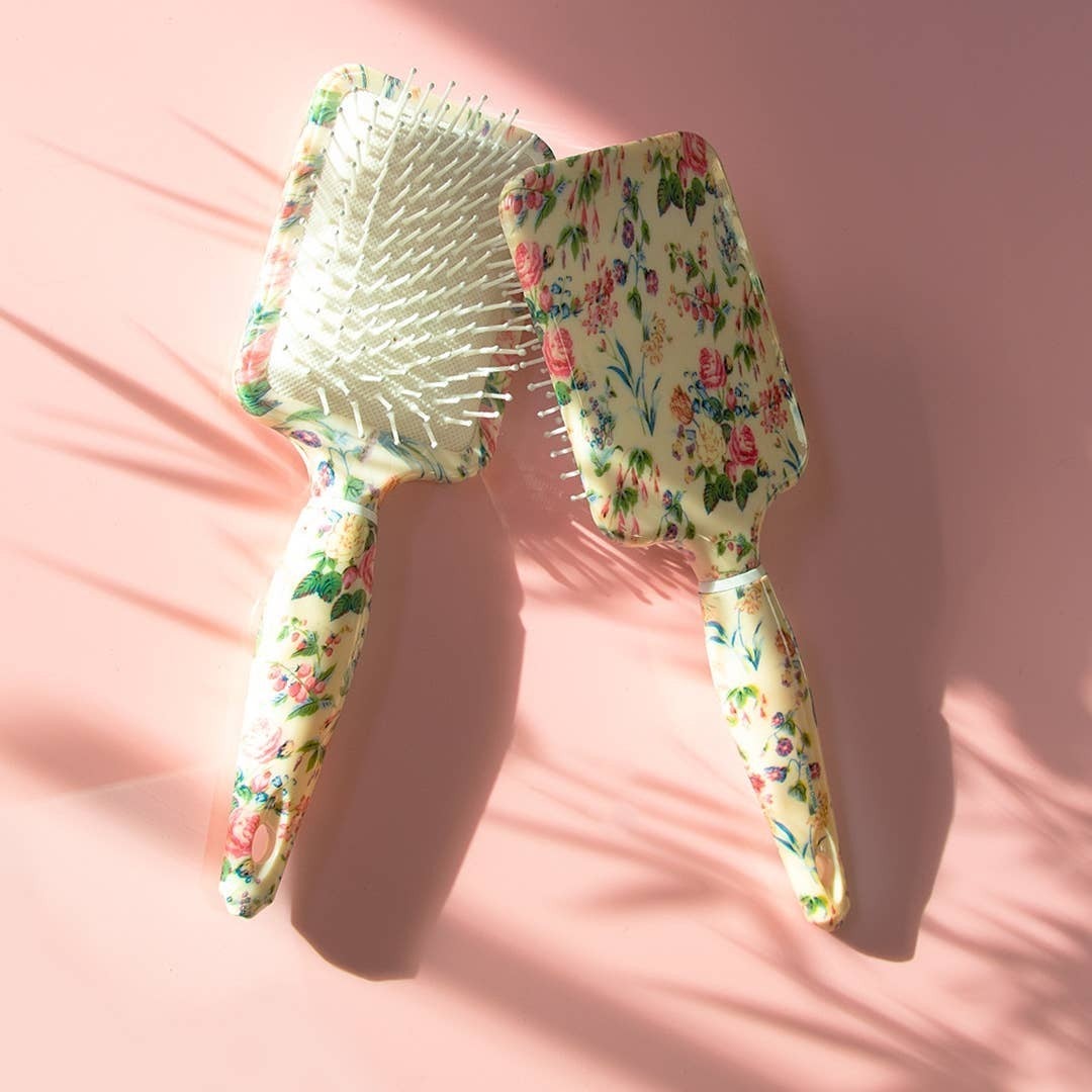 Floral Rectangular Paddle Hair Brush