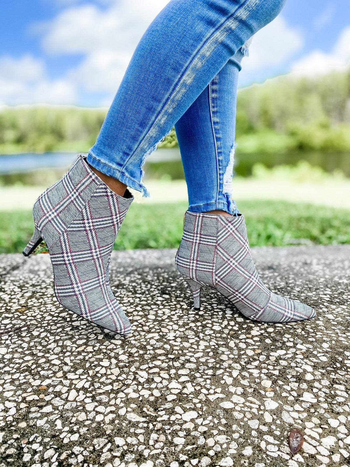 Black & White Plaid Bootie