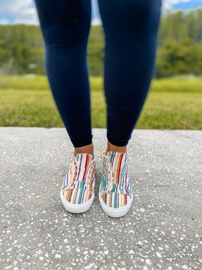 Multi-Color Striped Boho Slip On Sneakers