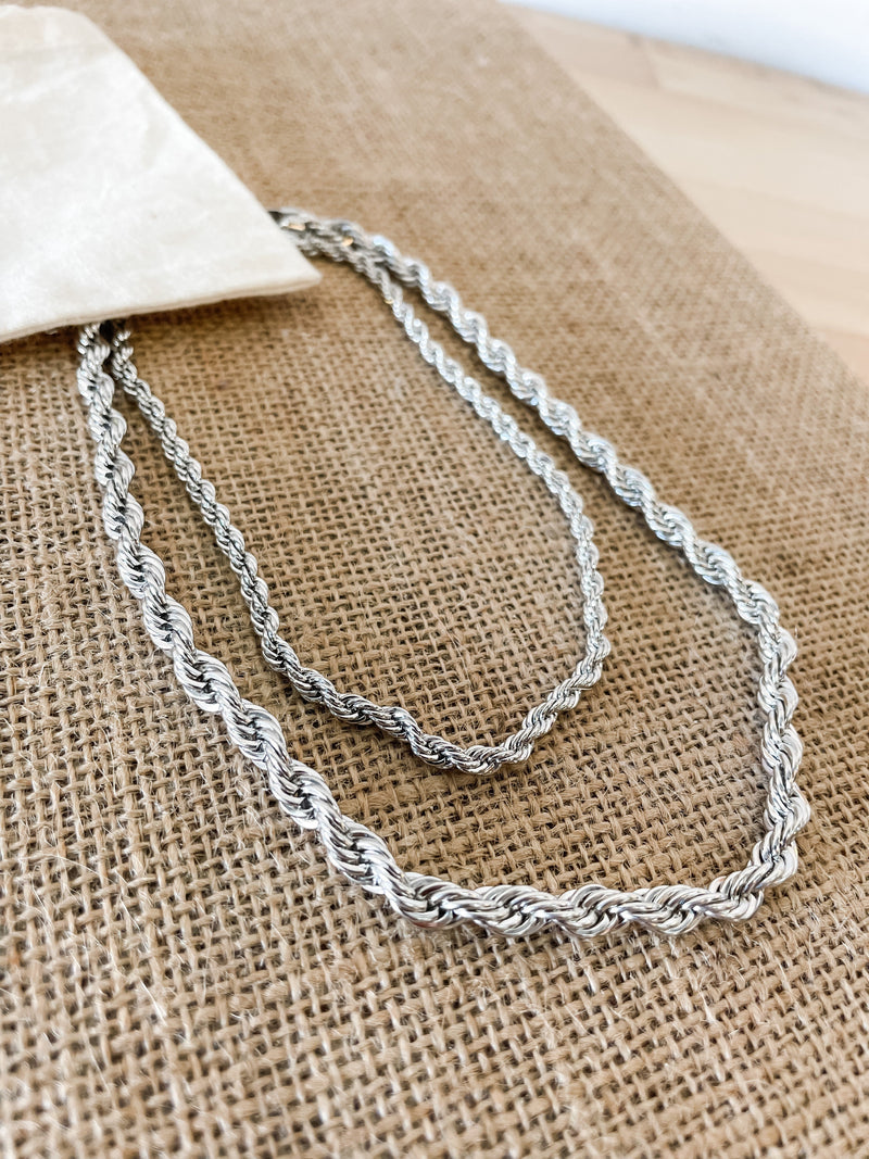 Do The Twist Silver Double Layer Twisted Necklace