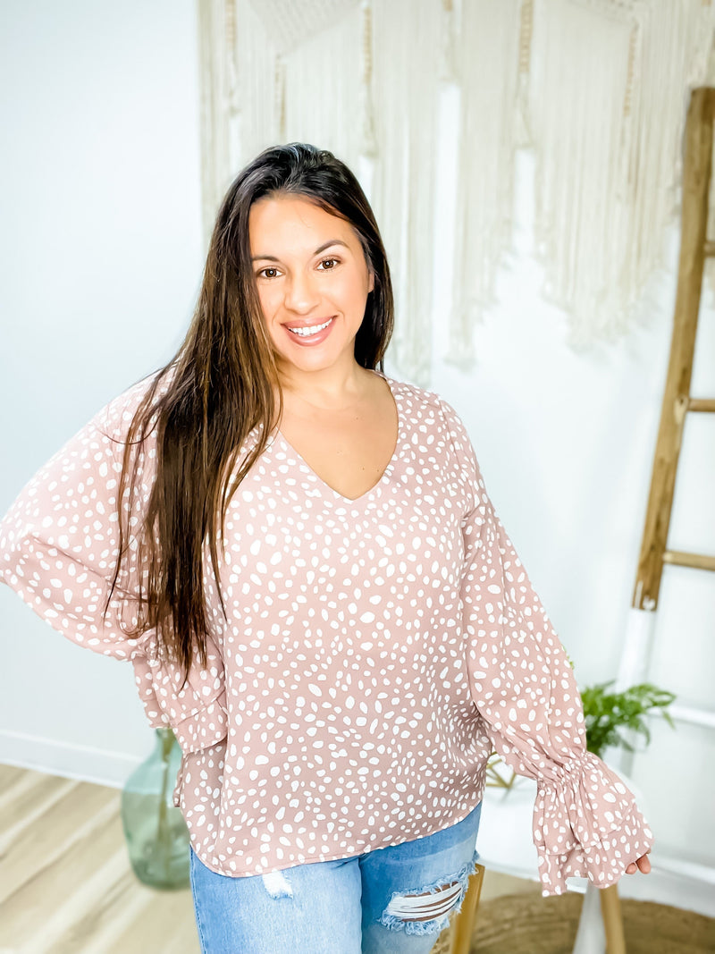 Dot Right Now Blush Long Sleeve Top