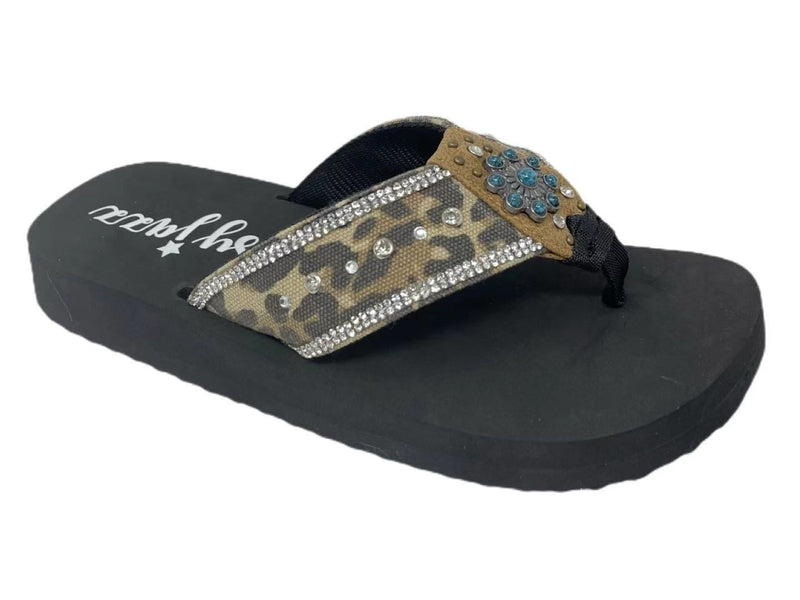 Leopard Printed Bedazzled Sandals