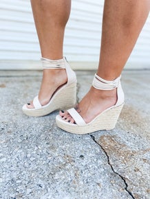 Beige Layered Ankle Wedge
