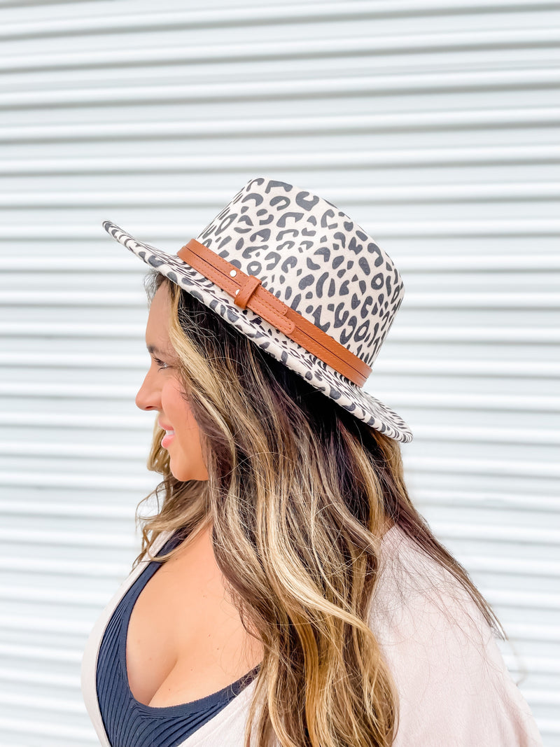Cream Leopard Panama Hat