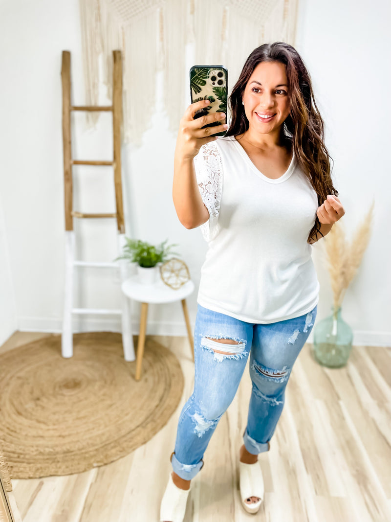 Weekend Thrill Ivory Lace Top