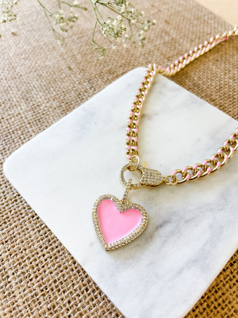 Chunky Pink Heart Necklace