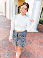 Class In Session Black Plaid Tweed Skirt