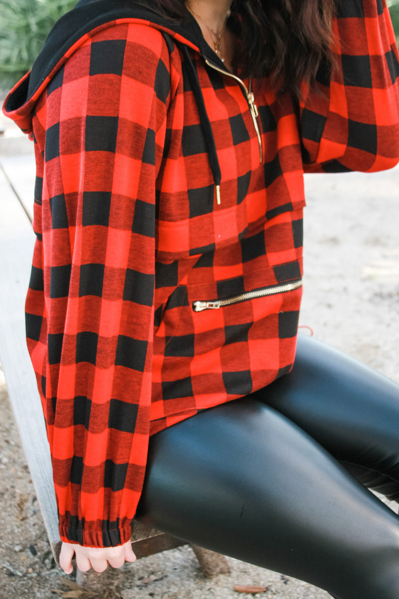 Focus On The Good Red Plaid Pullover