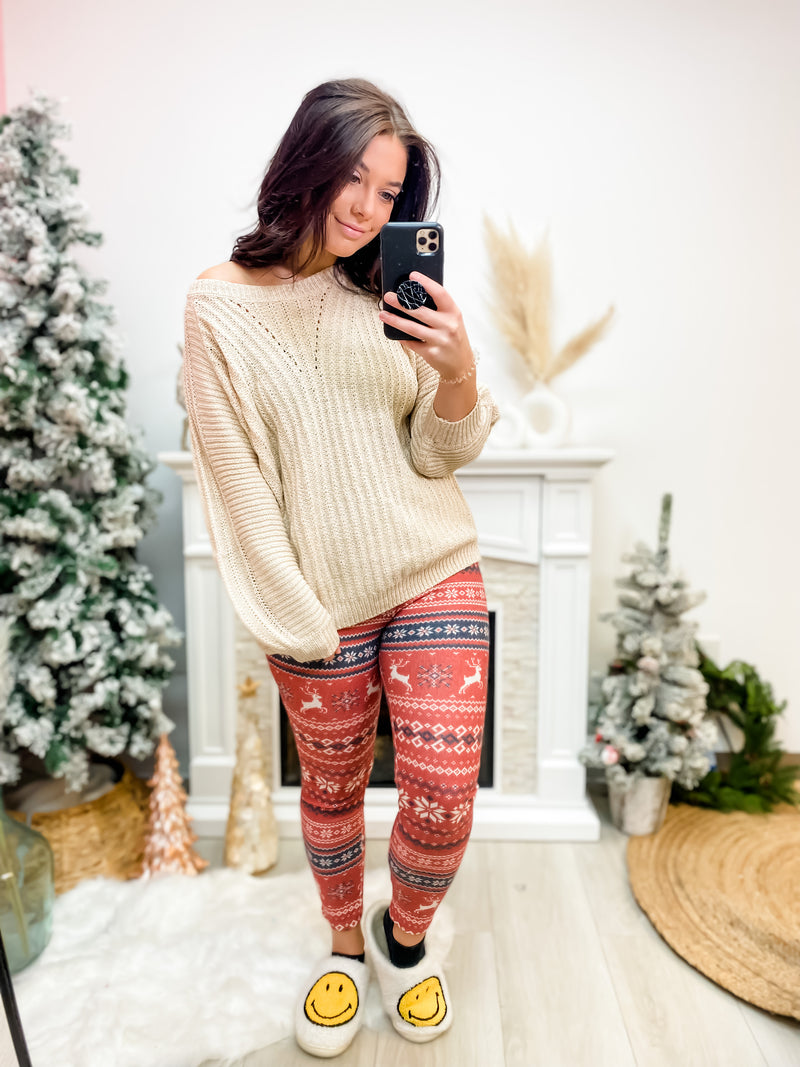 DOORBUSTER- Merry Vibes Only Holiday Printed Lounge Pants