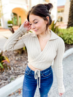 Wrapped Around You Taupe Crop Top
