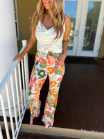 Needing Attention Floral Print Sage Bell Bottoms
