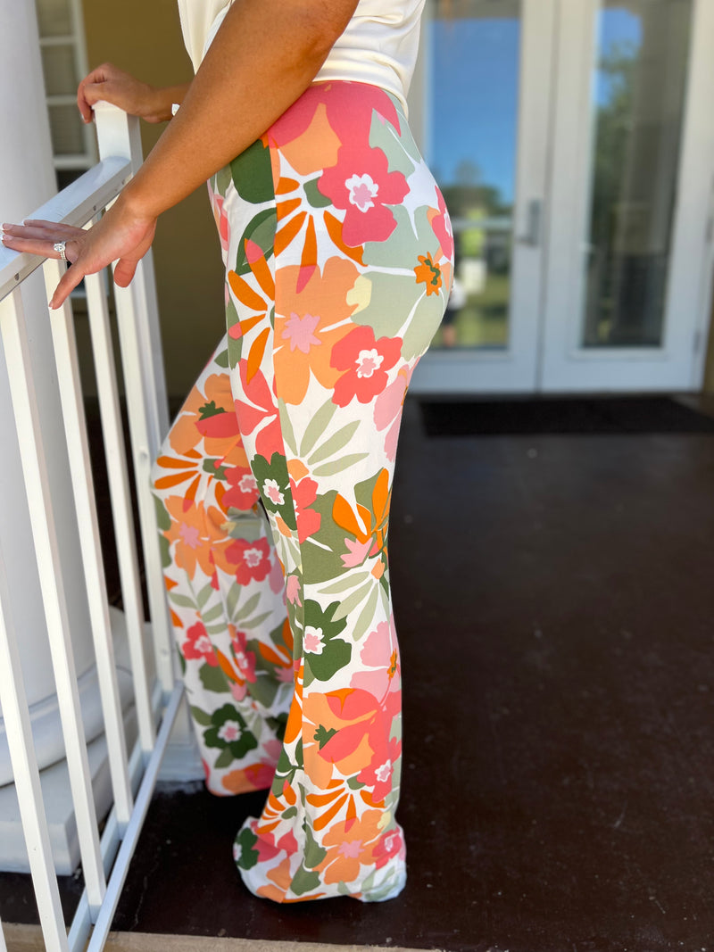 Needing Attention Floral Print Sage Bell Bottoms