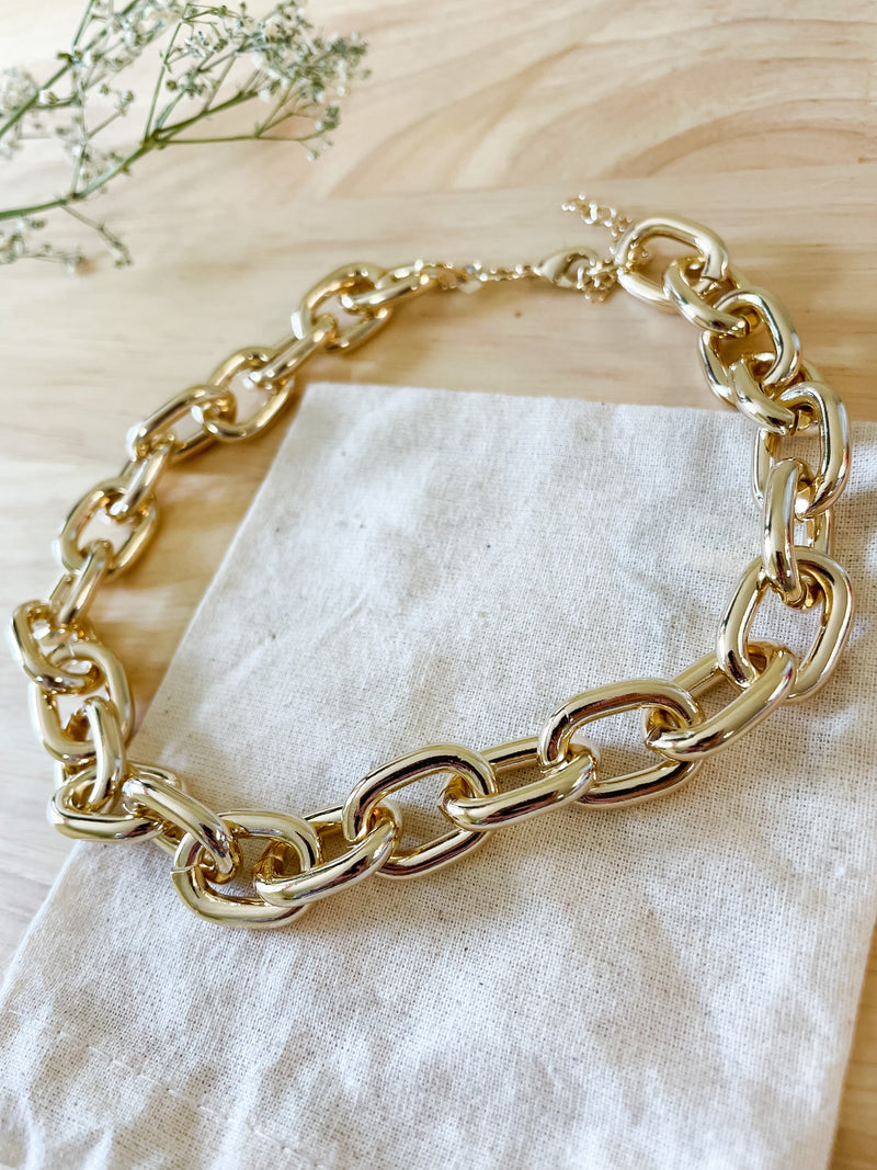 18k Gold Filled Thick Round Cable Link Chunky Choker