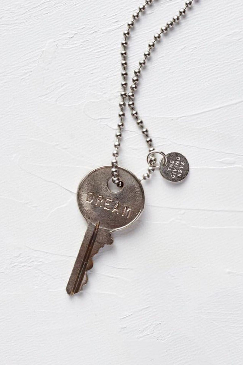 SILVER DAINTY "DREAM" GIVING KEY NECKLACE