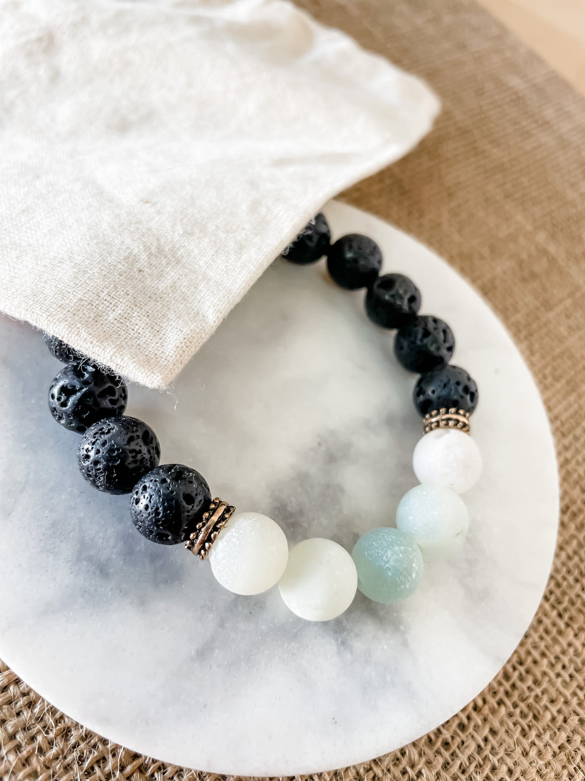 Black And Mint Beaded Bracelet