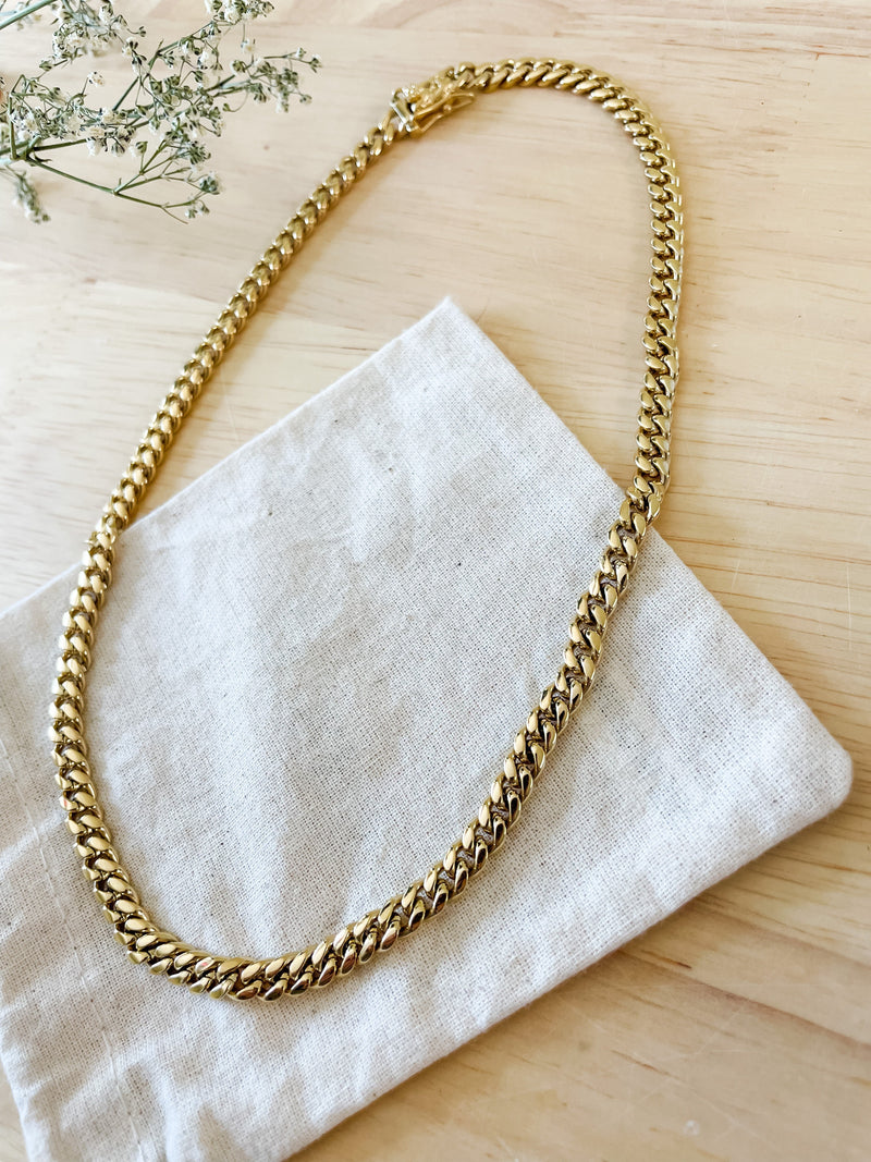 18k Gold Filled 6mm Thick Cuban Curb Link Chain Necklace